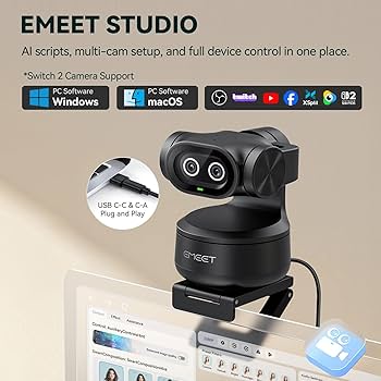 Amazon.com: EMEET PIXY Dual-Camera AI-Powered PTZ Camera 4K